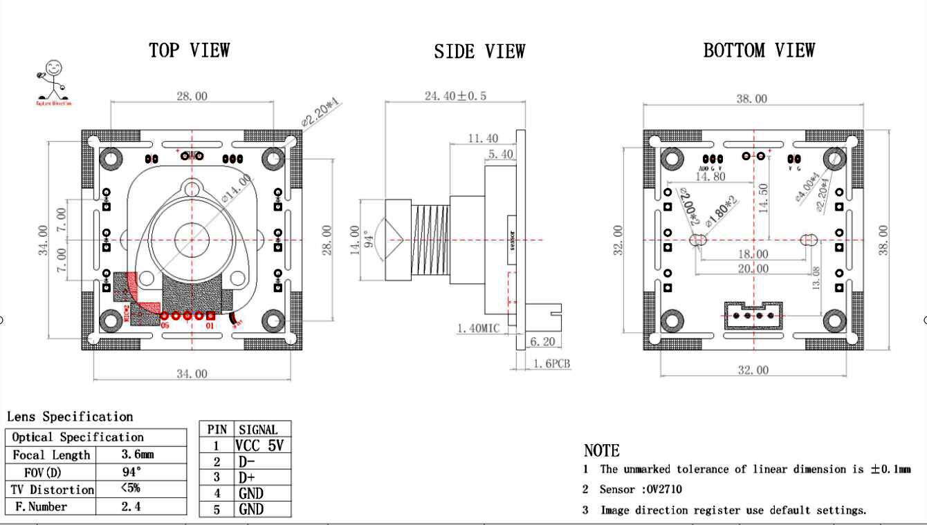 2MP OV2710 1080P HD Camera Module With IR Cut  With 850nm IR Board