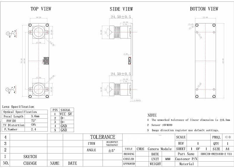 4MP OV4689 Dual USB2.0 Camera Module